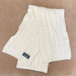 Ralph Lauren Wool Cotton Cream Cable Knit Scarf